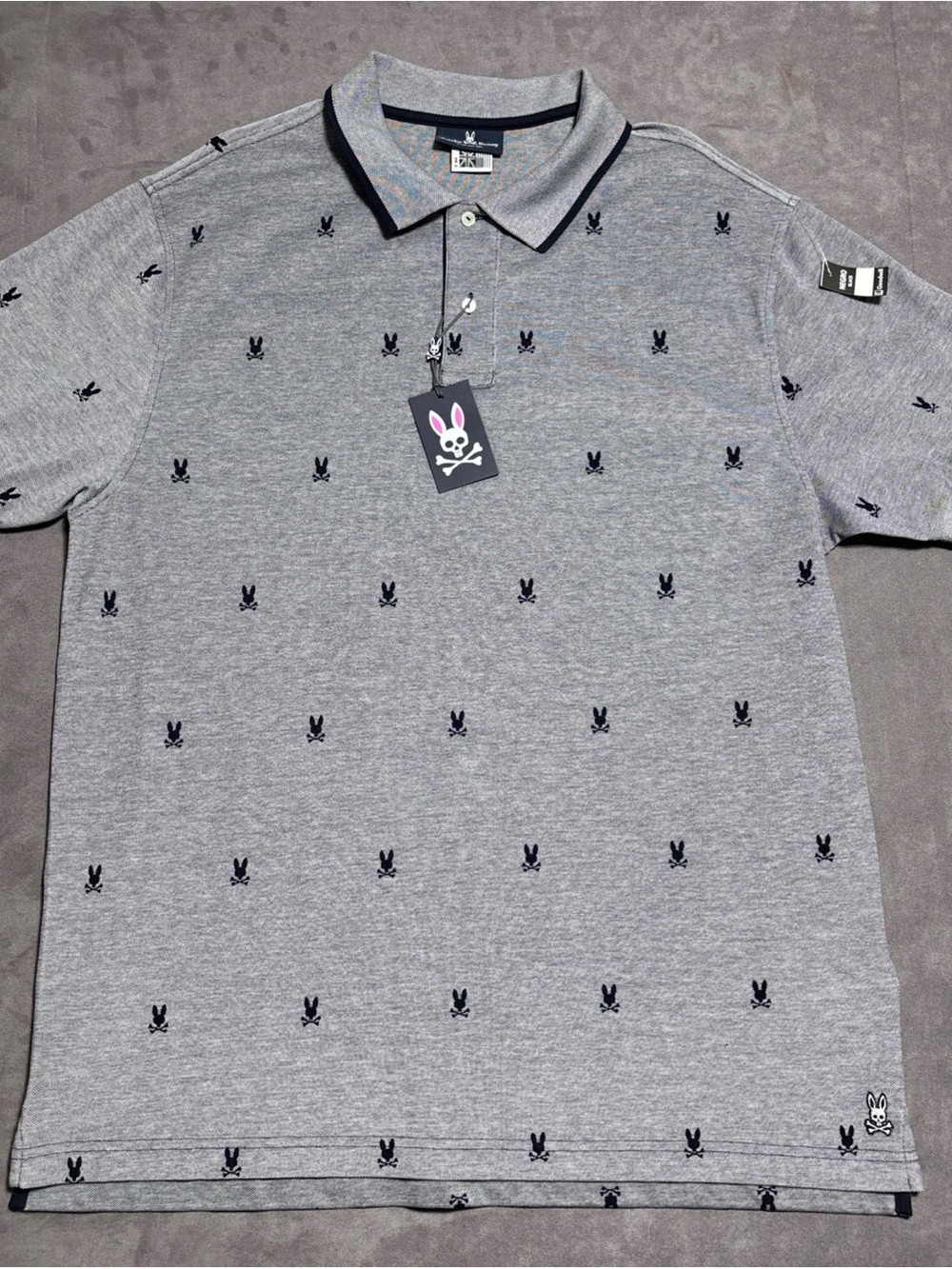 Psycho Bunny Mesh Polo Shirt Mens Big 1X Logo AOP Embroidered Golf